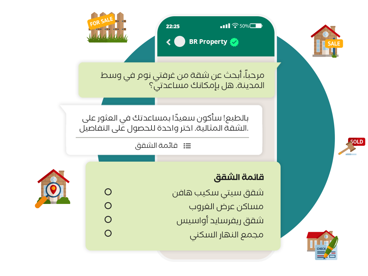 إرسال تفاصيل و معلومات
العقارات عبر الواتساب آليا